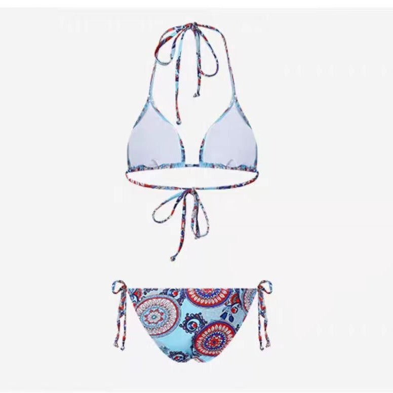 Damen Triangel-Bikini mit verspieltem Druck Drune