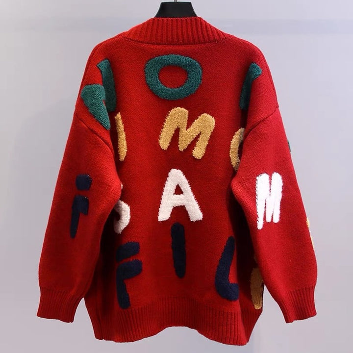 Damen Grobstrick-Cardigan mit kreativen Applikationen und großen Taschen Drune