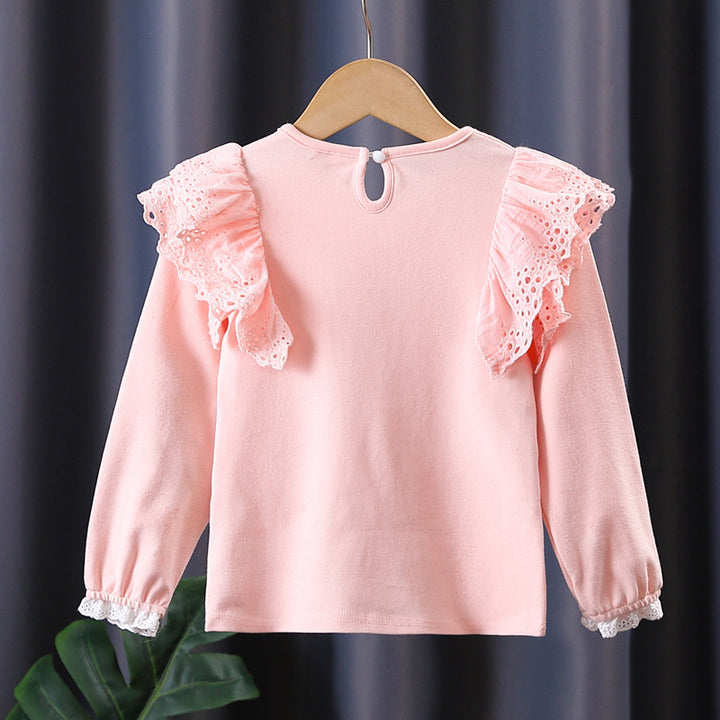 Mädchen Sweatshirt mit Rüschen und floralem Herzmotiv Drune