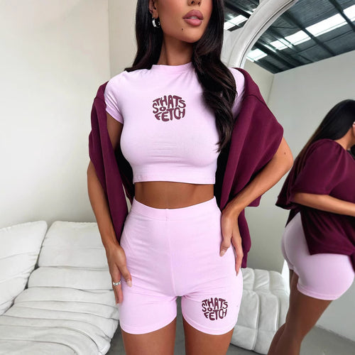 Damen Freizeit Set mit kurzem Oberteil und sportlichen Shorts Drune