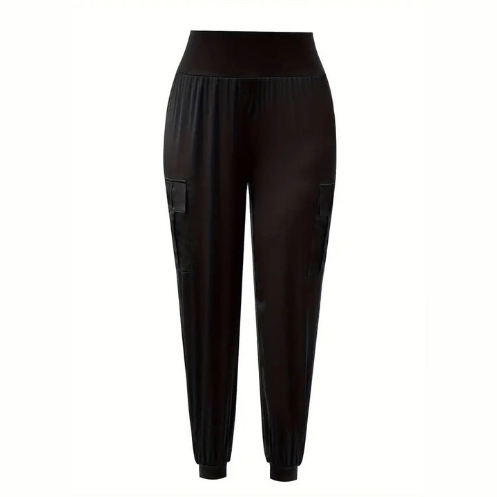 Damen Satin-Cargo-Hose mit elastischem Bund und praktischen Taschen Drune