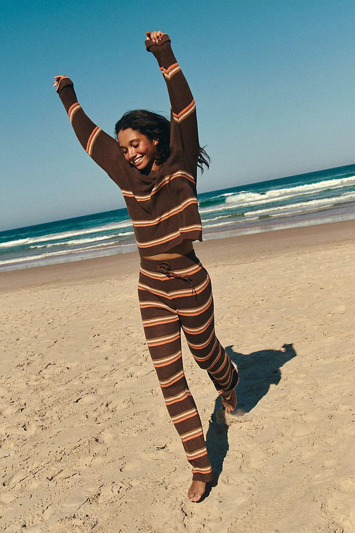 Damen lässiges Streifen-Loungewear-Set mit weit geschnittenem Oberteil und bequemen Hosen Drune