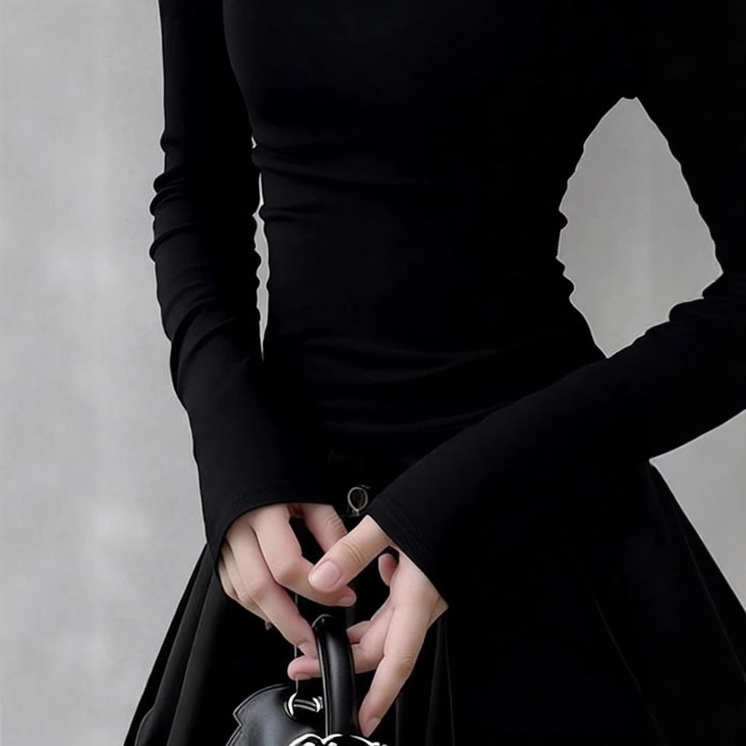 Damen Langarm-T-Shirt mit asymmetrischem Ausschnitt Drune
