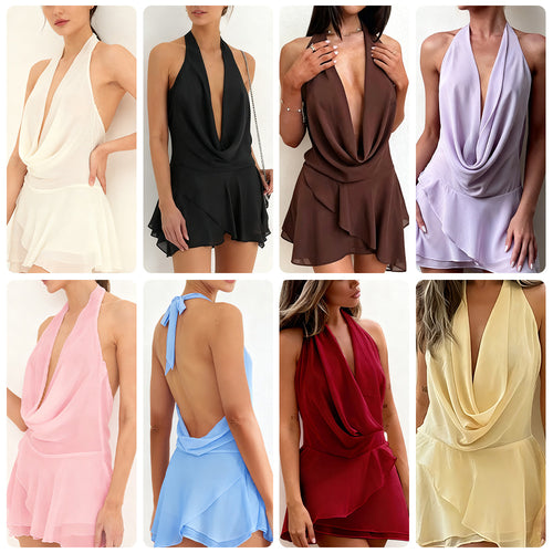 Damen Elegantes und luftiges Etuikleid mit tiefem Ausschnitt Drune