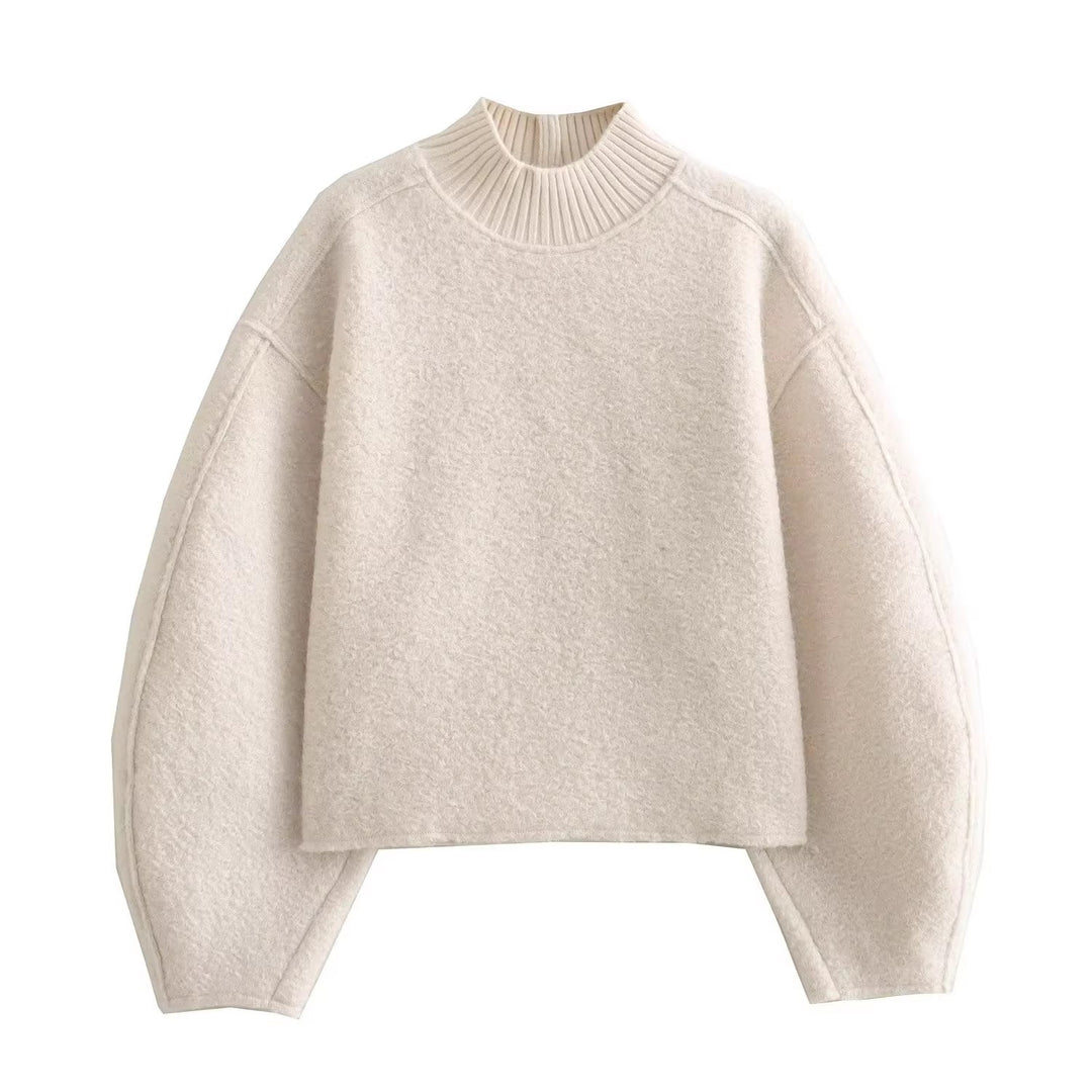 Damen Grobstrickpullover mit hohem Kragen Drune