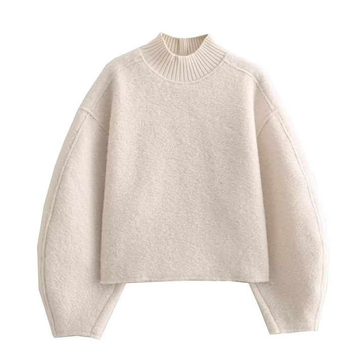 Damen Grobstrickpullover mit hohem Kragen Drune