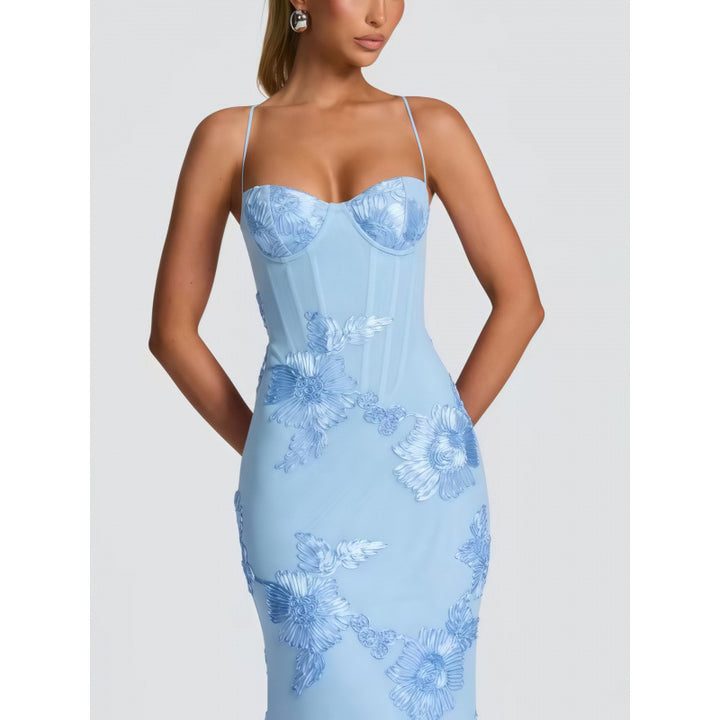Damen Elegantes Abendkleid mit floralem Spitzenmuster und figurbetontem Schnitt Drune