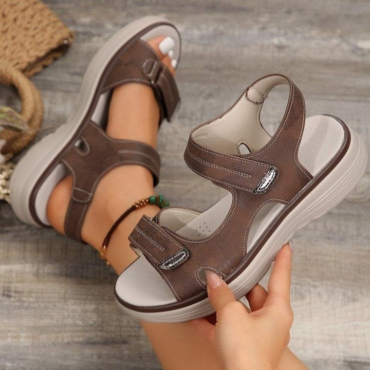 Damen Komfortsandalen mit verstellbaren Klettverschlüssen und ergonomischem Fußbett Drune
