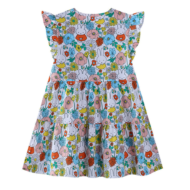 Mädchen Sommerkleid mit buntem Blumen- und Tierdesign Drune