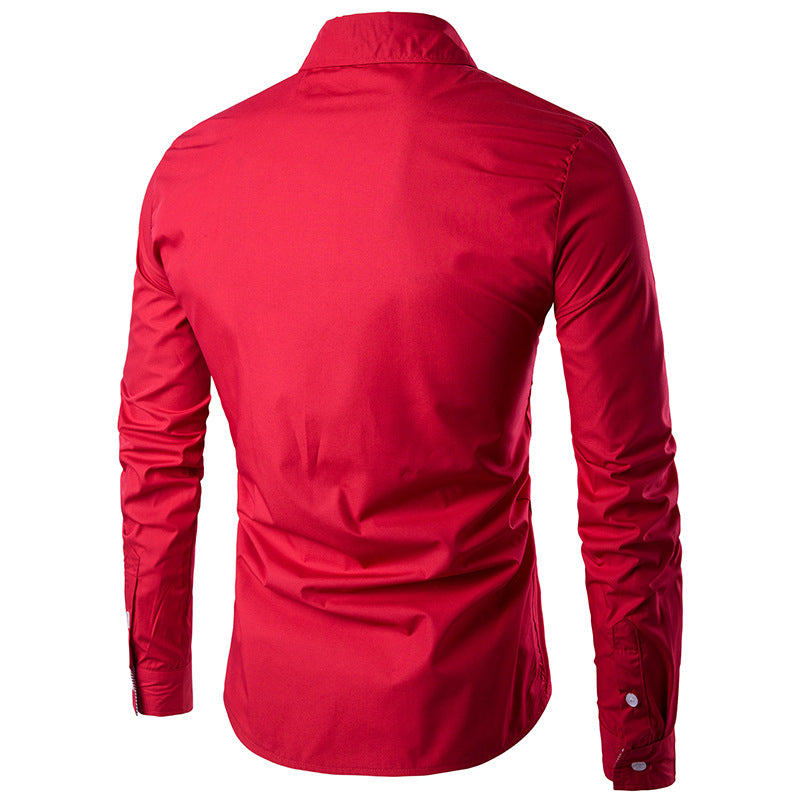 Herren nan figurbetontes Hemd mit Tribal-Print, verdeckter Knopfleiste und Kontrastkragen Drune