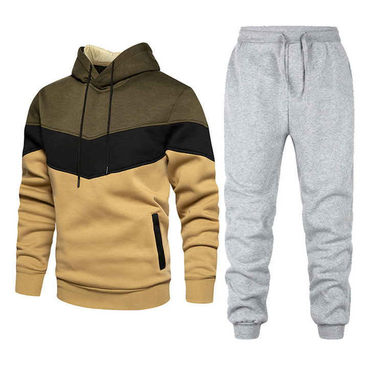 Herren nan athleisure-Set mit Chevron-Kapuze, fleecegefüttertem Pullover und schmal zulaufender Jogginghose Drune