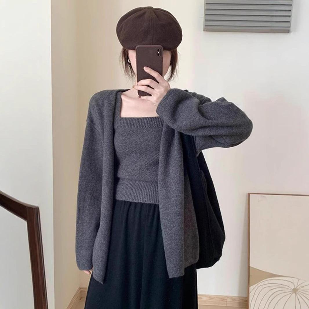 Damen lässiger Strickcardigan mit offenen Ärmeln und bequemer Passform Drune