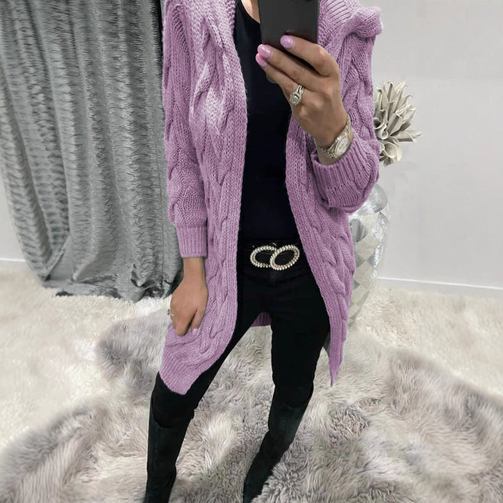 Damen Strickmantel mit praktischem Kapuzendesign Drune