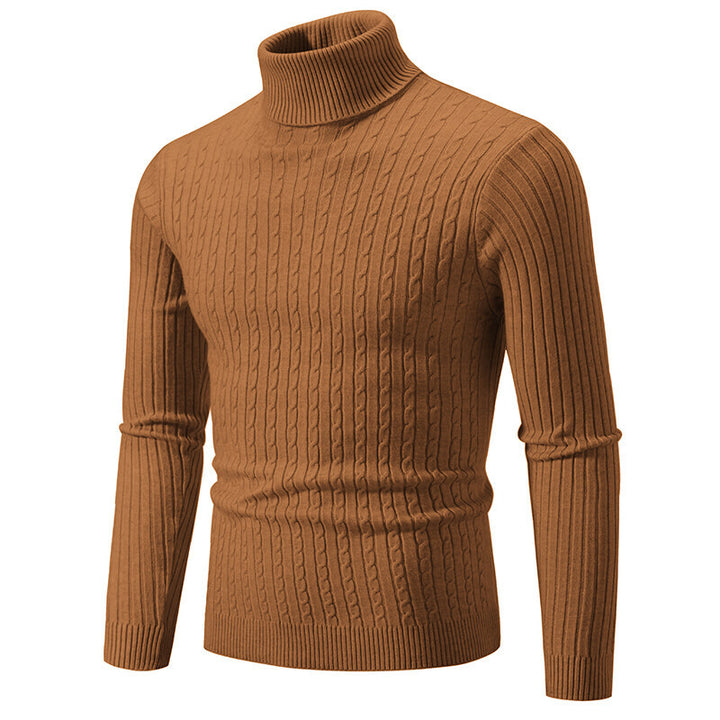 Herren nan Rollkragenpullover mit Zopfstrick und schlanker Passform Drune