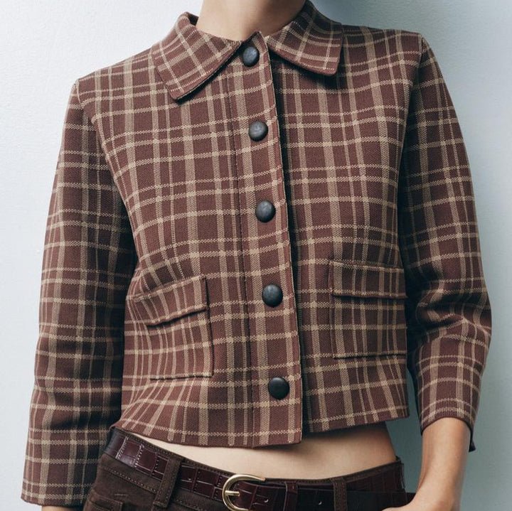 Damen Karierte Kurzjacke Drune