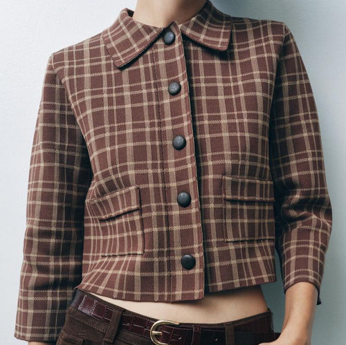 Damen Karierte Kurzjacke Drune