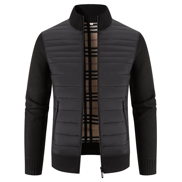 Herren Steppjacke mit modernem Strickärmeln und hohem Kragen Drune