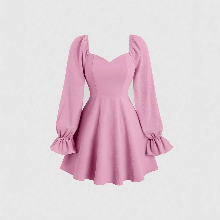 Damen Minikleid mit Puffärmeln und schickem Herz-Ausschnitt Drune