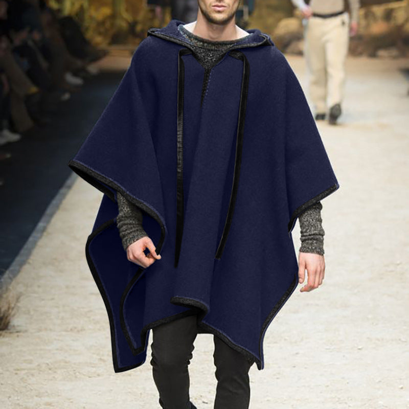 Herren modischer Kapuzenponcho aus atmungsaktivem Material Drune