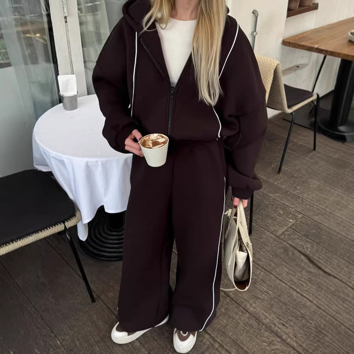 Damen Sportliches Set mit cropped Jacke und weiten Hosen Drune