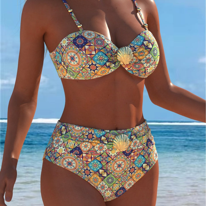 Damen Bikini-Set mit elegantem Balconette-Oberteil und hoch geschnittenen Badeshorts Drune