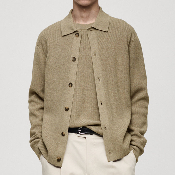 Herren Strickjacke mit modernem Kragen und hochwertigen Knöpfen Drune