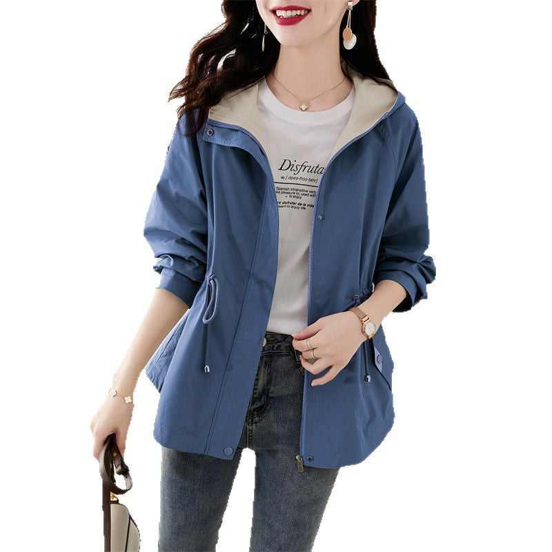 Damen leichte Übergangsjacke mit verstellbarem Kapuzendesign Drune