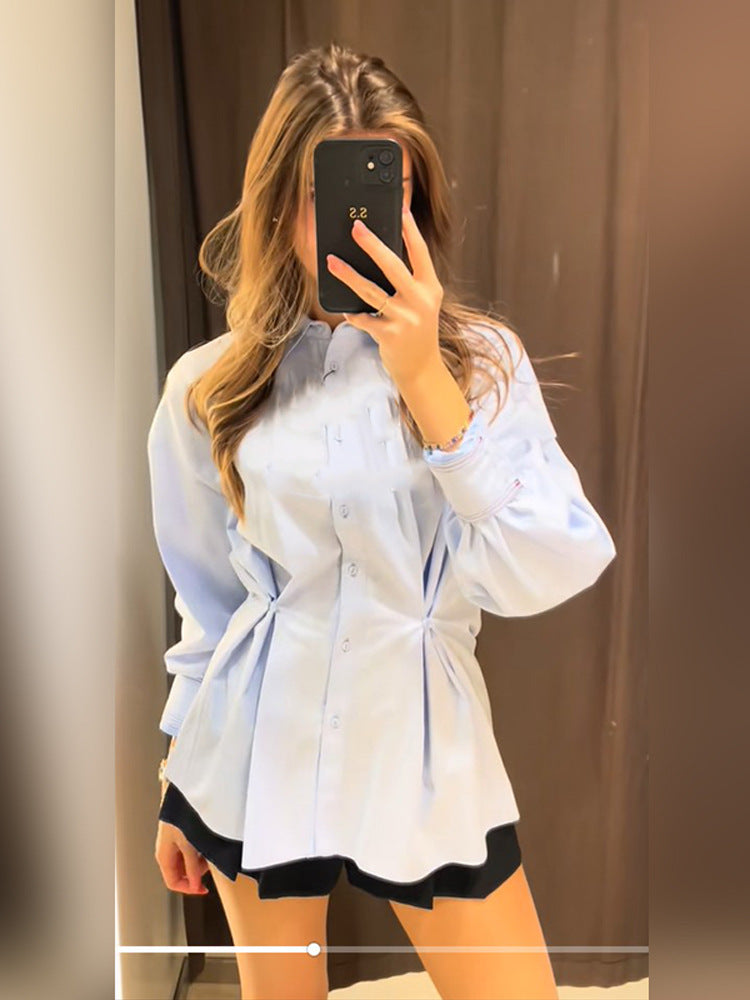 Damen Übergröße Bluse mit eleganter Schnür-Detail Drune