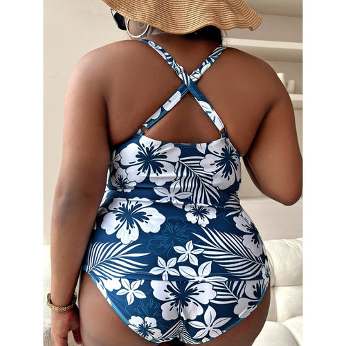 Damen Einteiler Badeanzug mit floralem Wickeldesign und figurformendem Schnitt Drune