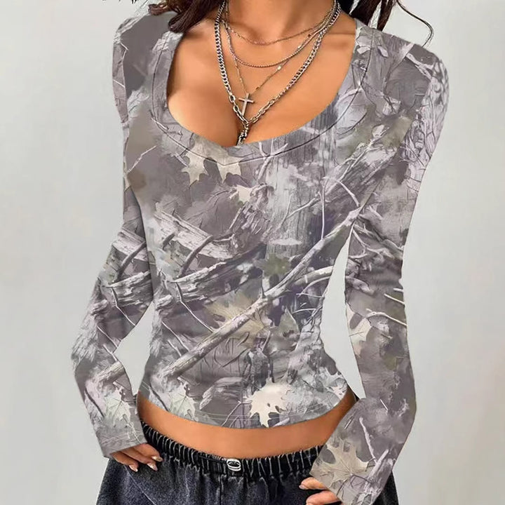 Damen Langarmshirt mit camouflagemuster Drune