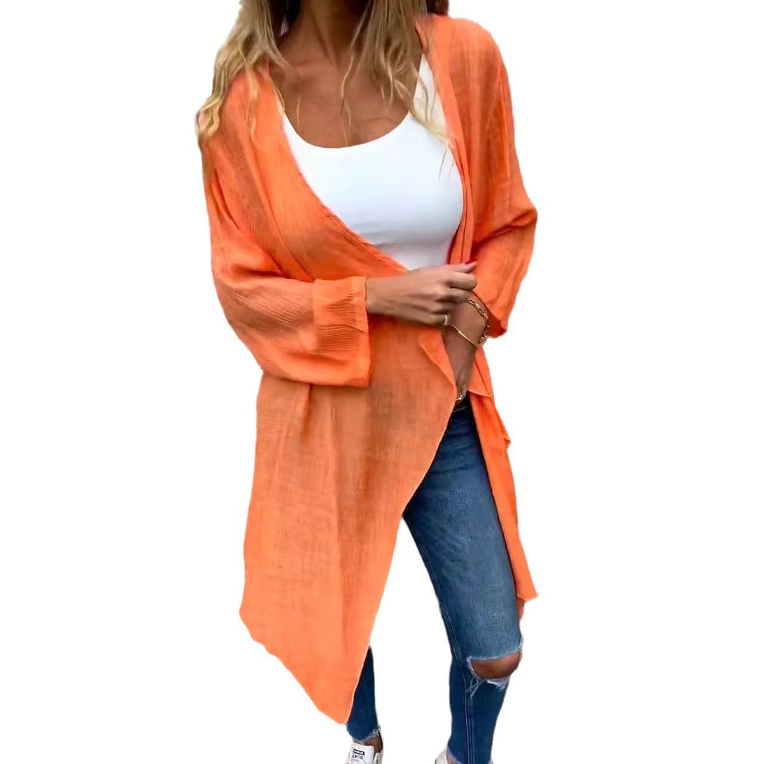 Damen Longcardigan mit fließendem Schnitt und eleganten Raffungen Drune