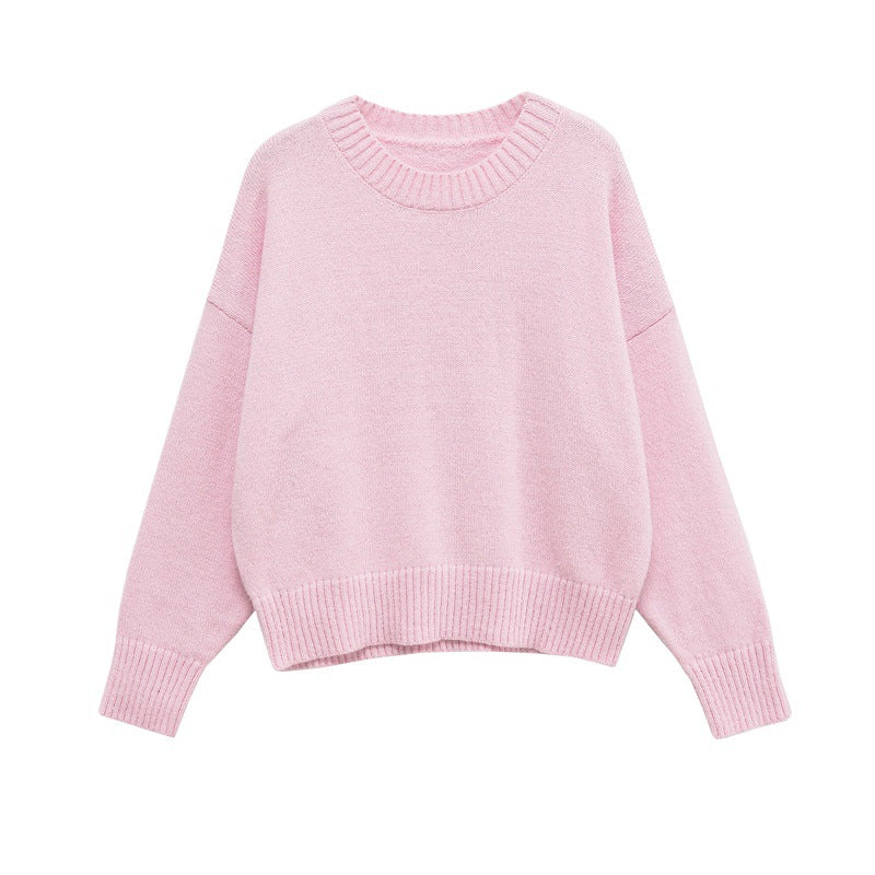 Damen Bequemer Oversize-Pullover mit Rundhalsausschnitt und breiten Bündchen Drune