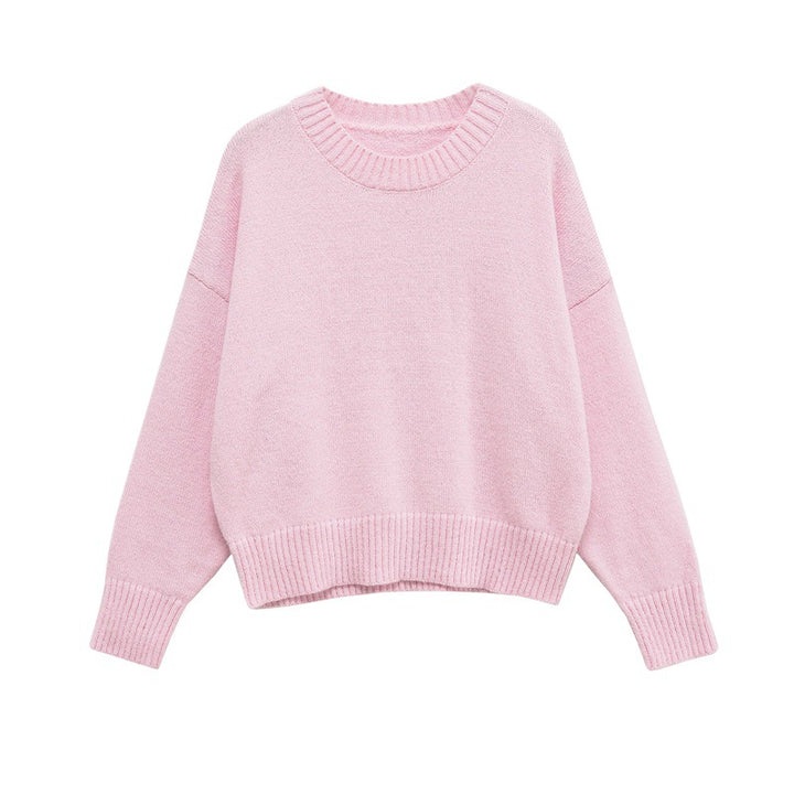 Damen Bequemer Oversize-Pullover mit Rundhalsausschnitt und breiten Bündchen Drune