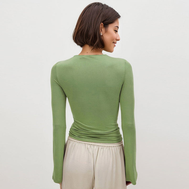 Damen langärmliges Oberteil mit innovativem Twist-Design und raffiniertem Cut-Out Drune