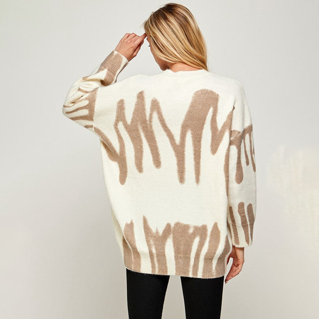 Damen lässiger Strickpullover mit einzigartigem Muster Drune