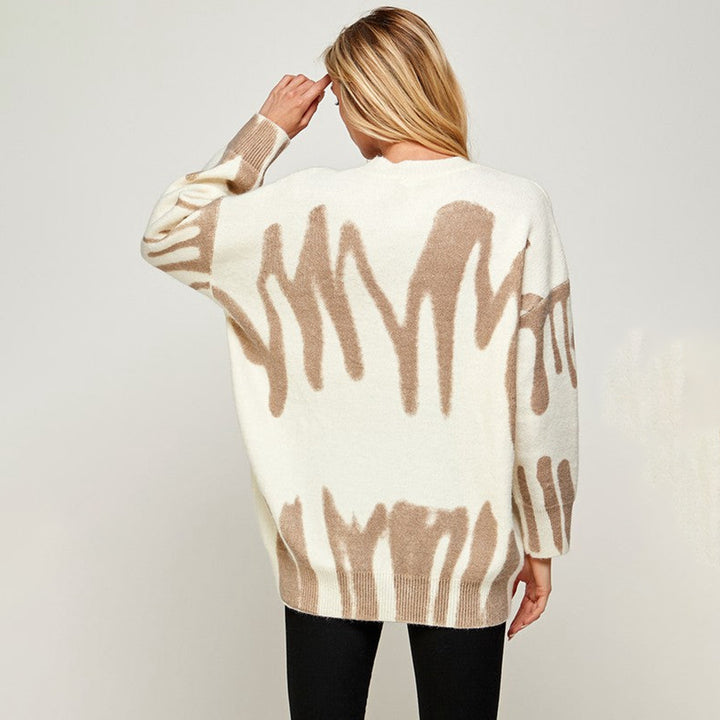 Damen lässiger Strickpullover mit einzigartigem Muster Drune