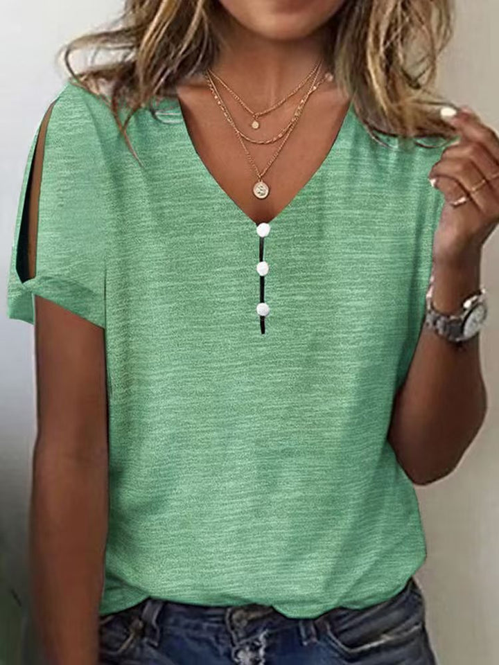 Damen Glitzernde V-Pullover Bluse Drune