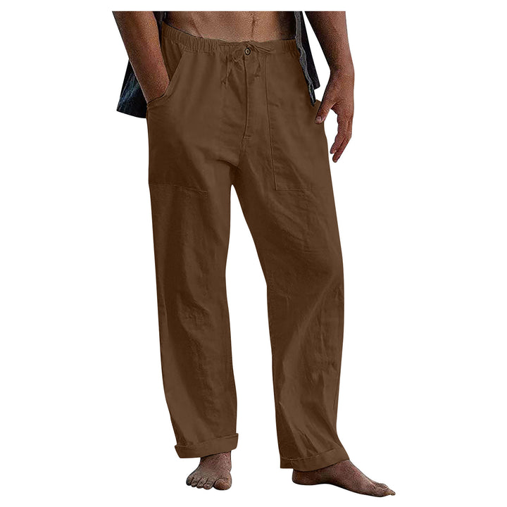 Herren nan leichte Leinenhose mit elastischem Bund und geradem Schnitt Drune
