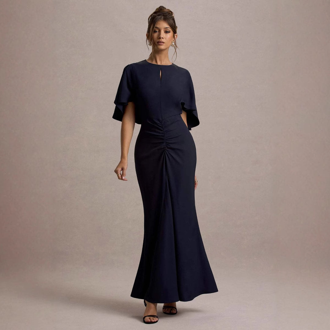 Damen Elegantes Maxikleid mit fließendem Schnitt und dramatischen Ärmeln Drune