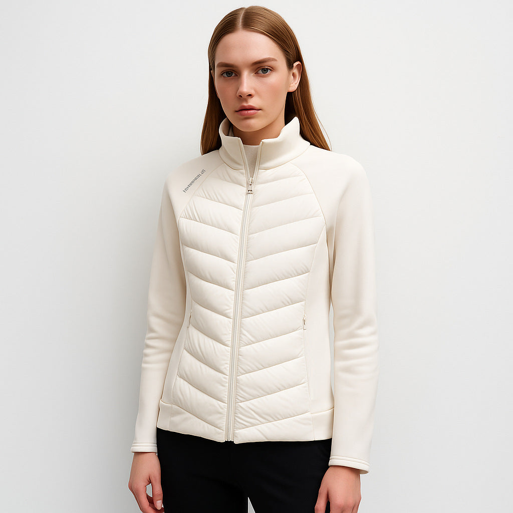 Damen gesteppte Sportjacke mit hohem Kragen und funktionalen Reißverschlusstaschen Drune