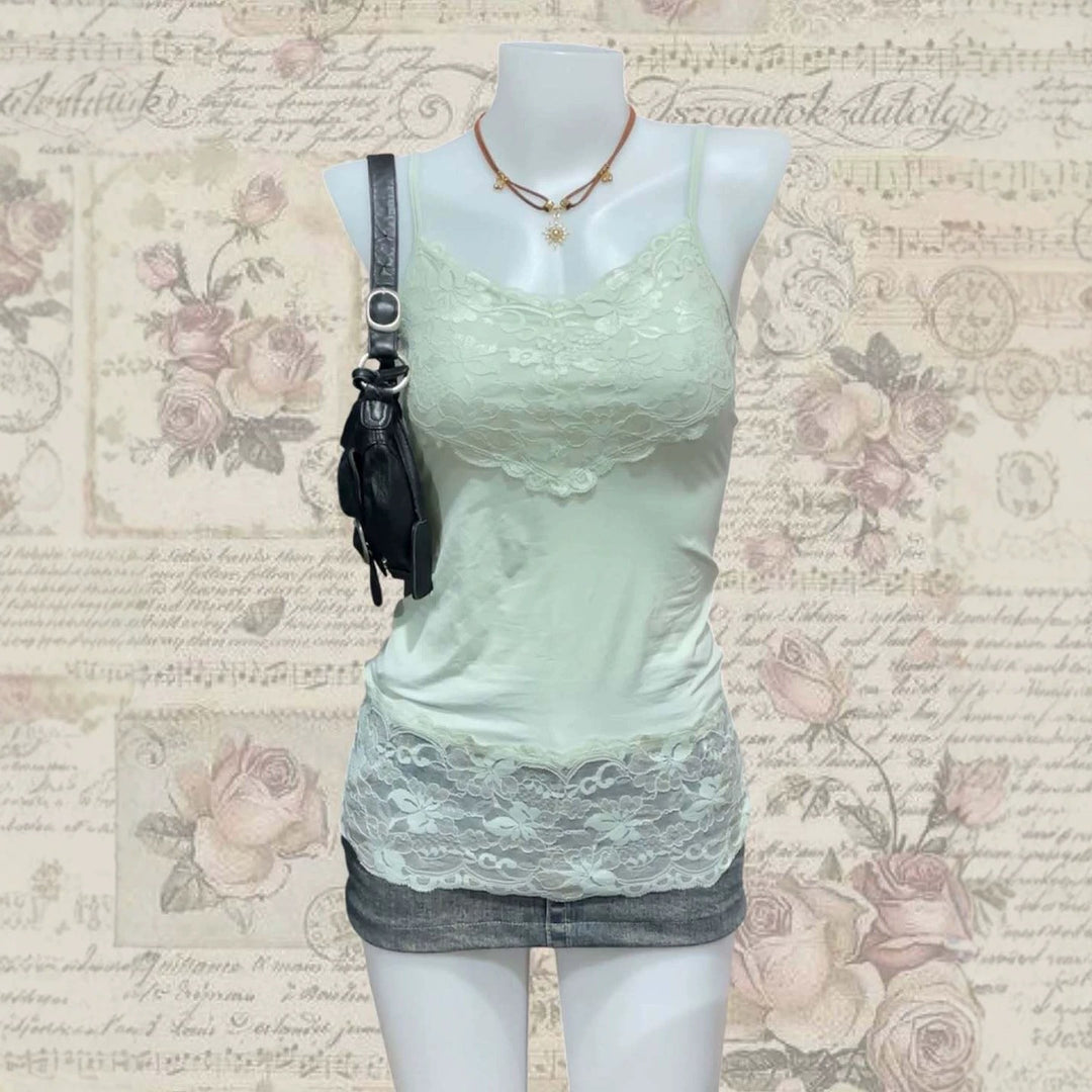 Damen Spitzen-Cami-Top mit fließendem Schnitt Drune
