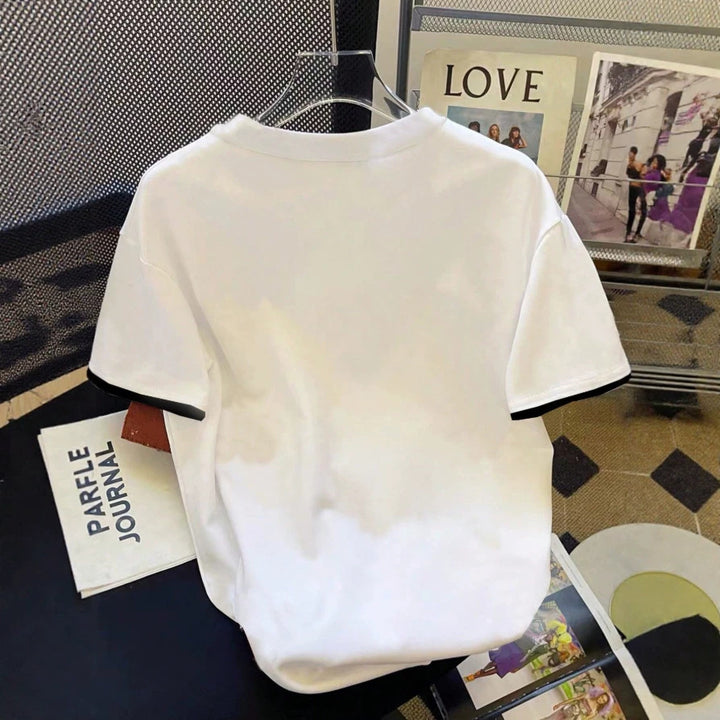 Damen T-Shirt mit floralem Design und lockerem Schnitt Drune