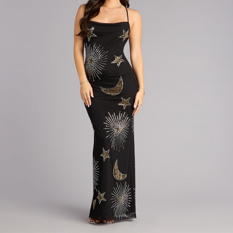 Damen Glamouröses Abendkleid mit schimmernden Pailletten und fantasievollem Design Drune