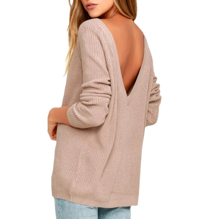 Damen Strickpullover mit tiefem Rückenausschnitt und lässigem Schnitt Drune