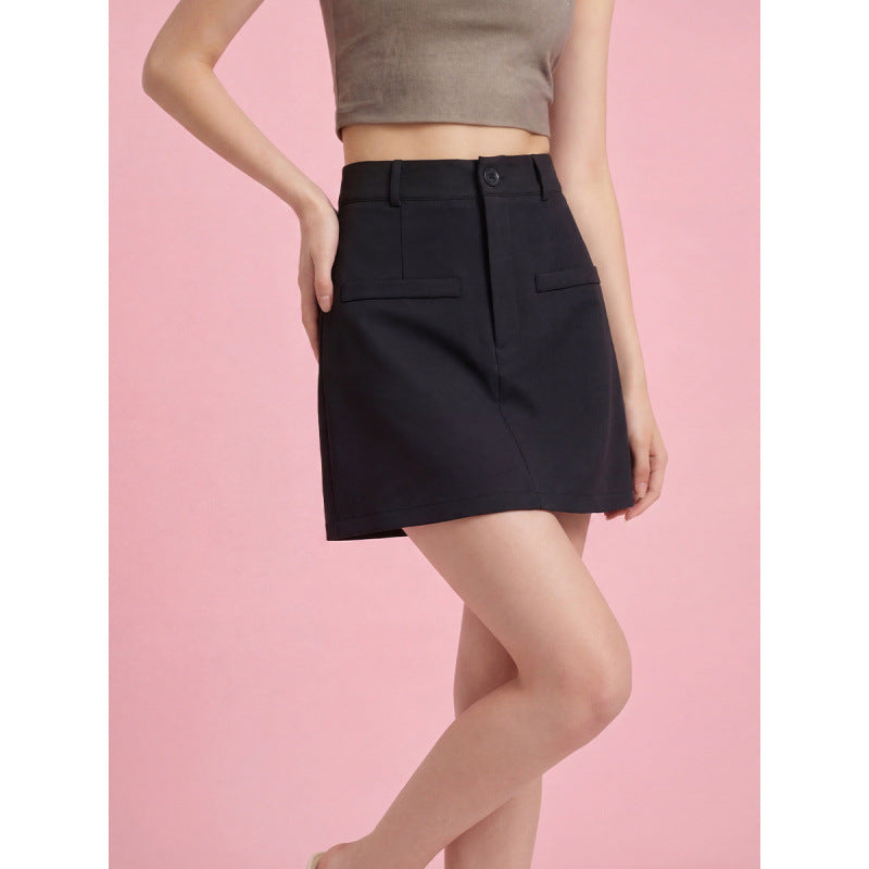 Damen Modischer Minirock mit eleganter Schnittführung und praktischen Taschen Drune