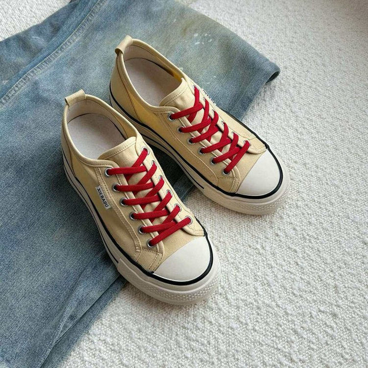 Damen modische Canvas-Sneaker mit kontrastierenden Schnürsenkeln und leichtem Sohlenprofil Drune