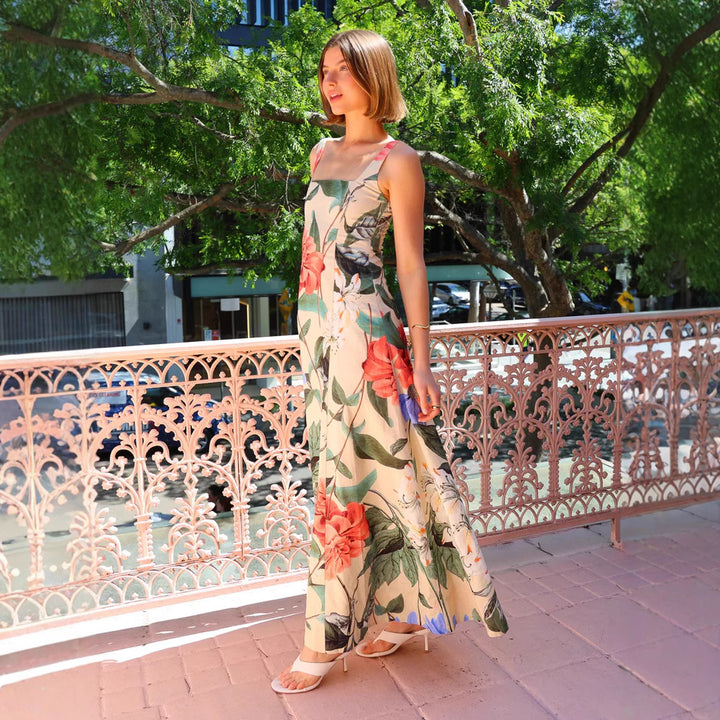 Damen Maxikleid mit floralen Mustern Drune