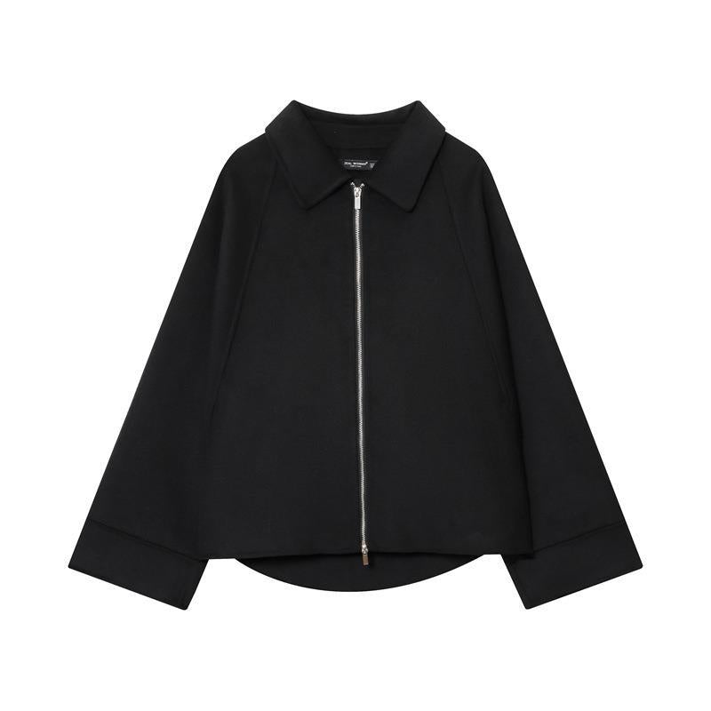 Damen modische Jacke mit asymmetrischem Schnitt und lässigem Reißverschluss Drune