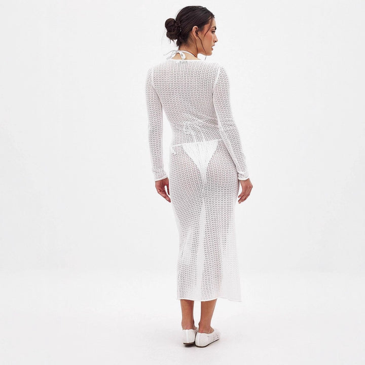 Damen langärmliges Strickkleid im modernen Netzdesign Drune