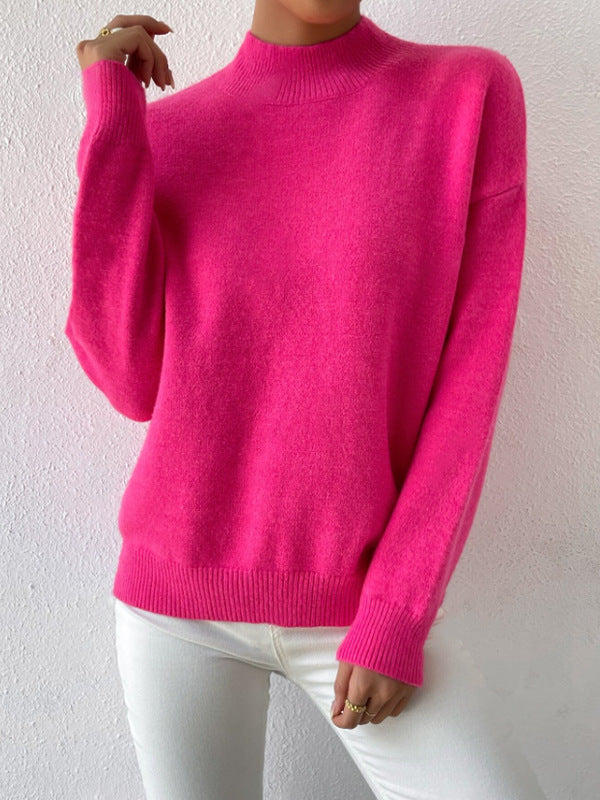 Damen Pullover mit hohem Kragen und weichem Material Drune